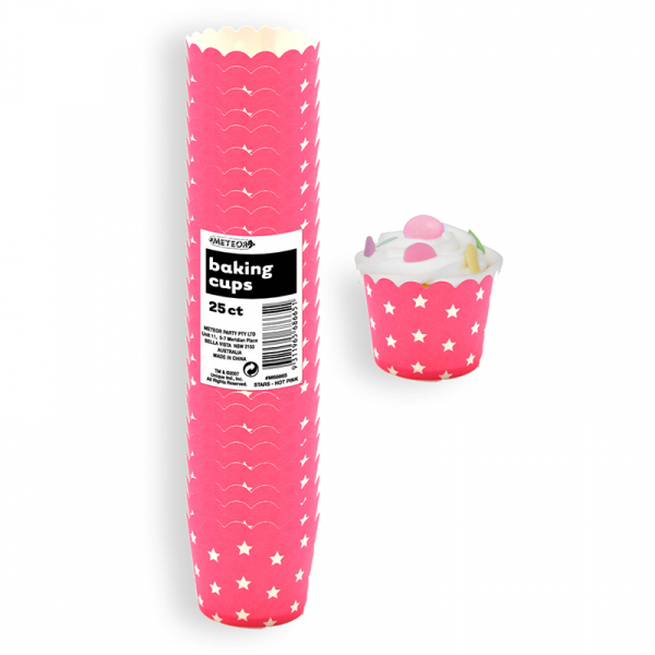 Stars Baking Cups Hot Pink 25PK