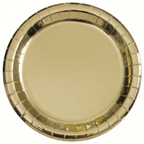 Metallic Gold Foil 23cm Paper Plates 8PK