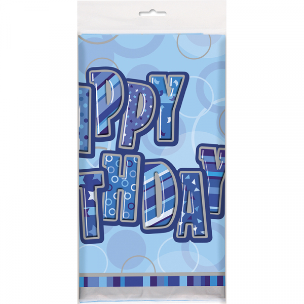 Glitz Birthday Blue Tablecover