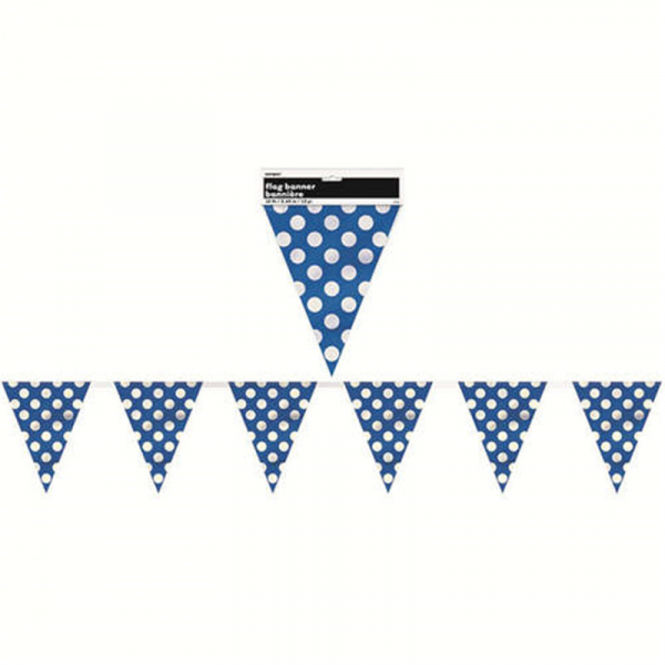 Polka Dots Flag Banner Royal Blue 12PK