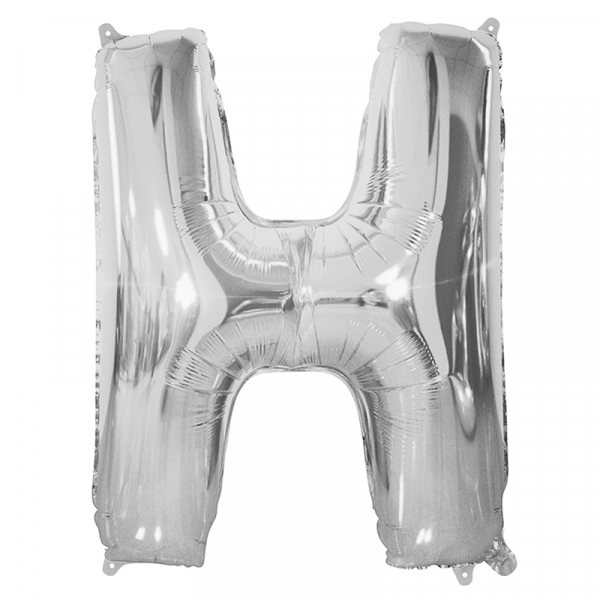 86cm 34 Inch Gaint Alphabet Letter Foil Balloon Silver H Inflated with Helium