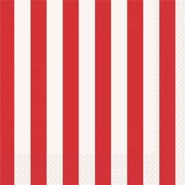 Stripes Red Luncheon Napkins 16PK