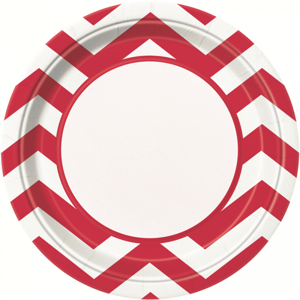 Chevron 23cm Plates Red 8PK