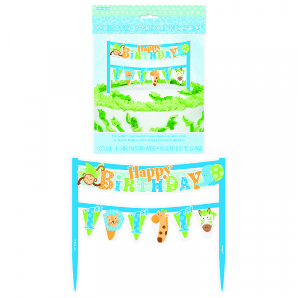 Cake Banner Blue Safari 1st Birthday