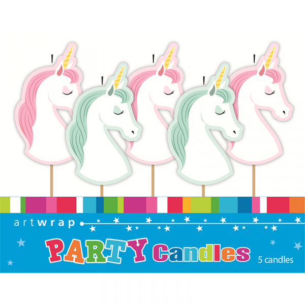 Unicorn Party Pick Candles 5PK