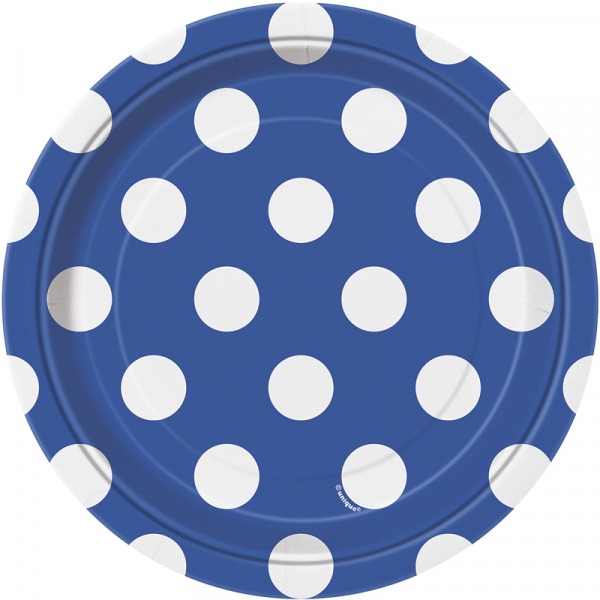 Polka Dots 17cm Plates Royal Blue 8PK