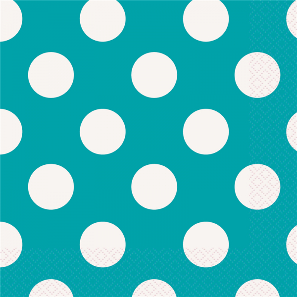 Polka Dots Beverage Napkins Caribbean Teal 16PK