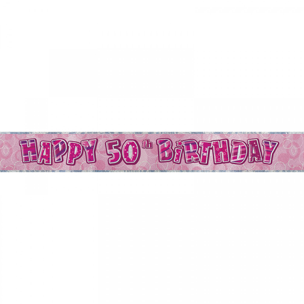 Glitz Birthday Pink Foil Banner 50th