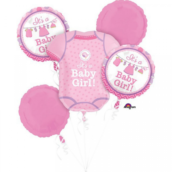 Bouquet Shower With Love Girl Foil Balloon 5PK