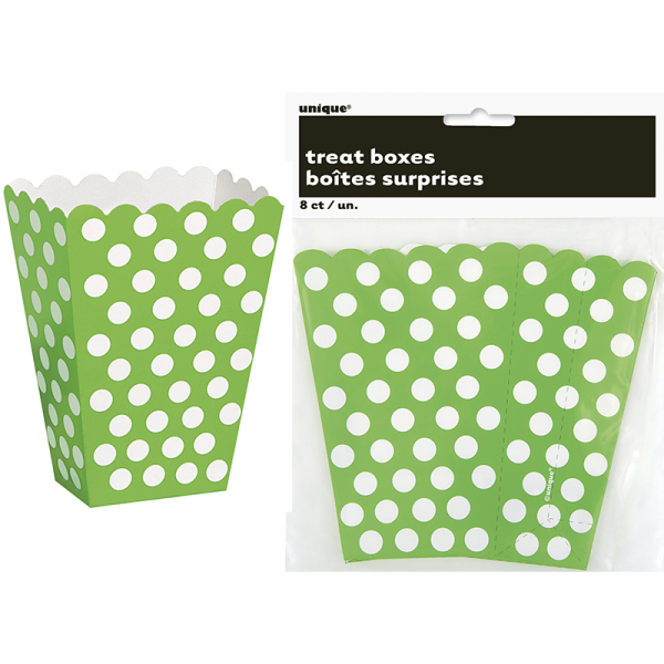 Polka Dots Treat Boxes Lime Green 8PK