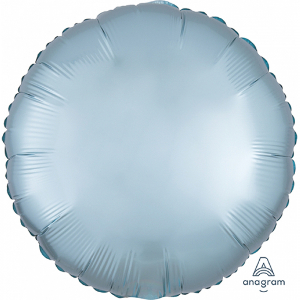 45cm Round Foil Balloon Satin Pastel Blue Inflated with Helium