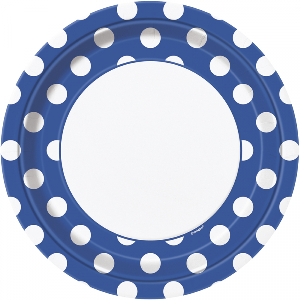 Polka Dots 23cm Plates Royal Blue 8PK