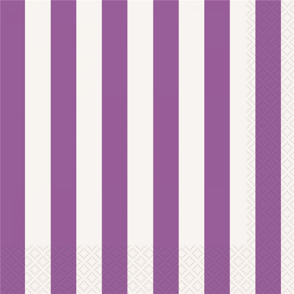 Stripes Purple Beverage Napkins 16PK