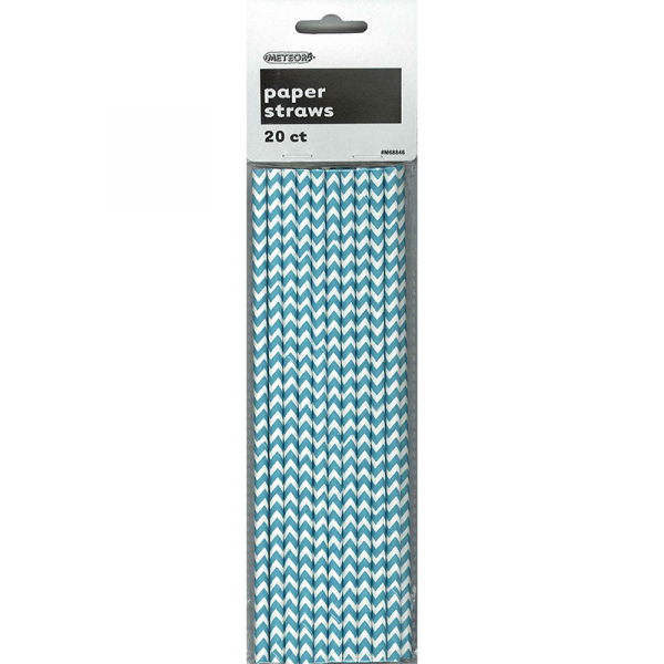 Chevron Paper Straws Teal 20PK