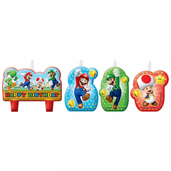 Super Mario Brothers Birthday Candle Set 4PK