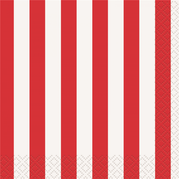 Stripes Red Beverage Napkins 16PK
