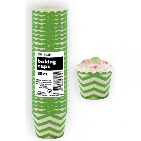 Chevron Baking Cups Green 25PK