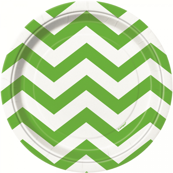 Chevron 17cm Plates Lime Green 8PK