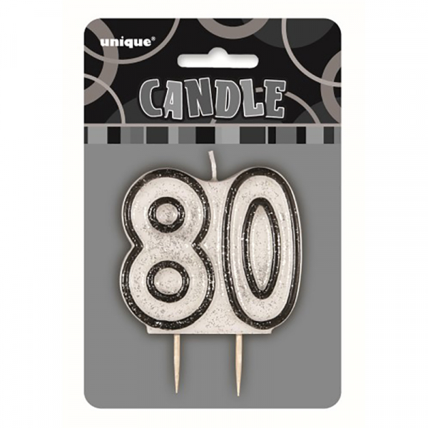 Glitz Birthday Black Numeral Candle 80th