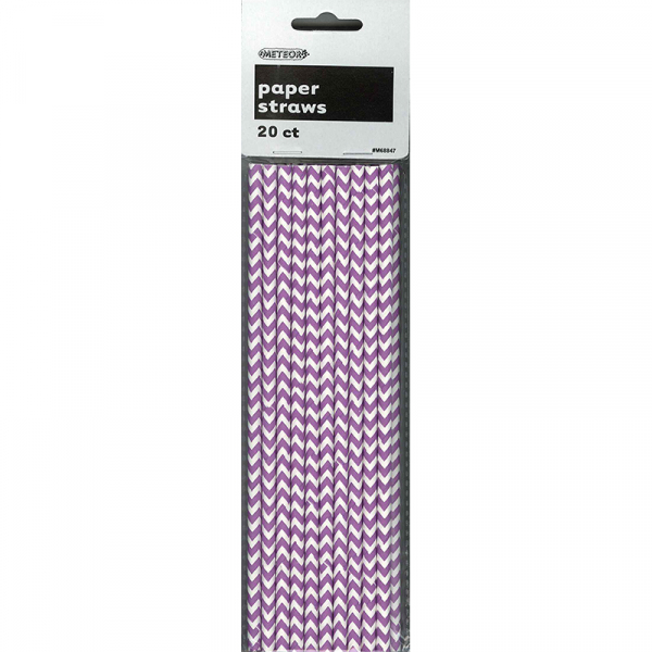 Chevron Paper Straws Purple 20PK