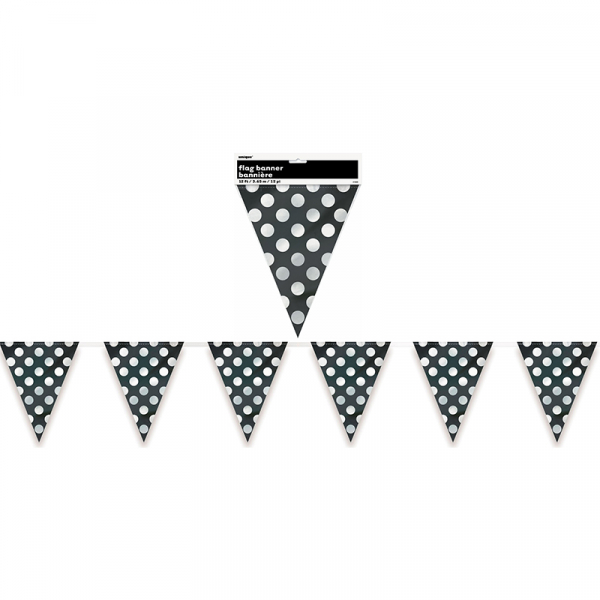 Polka Dots Flag Banner Midnight Black 12PK