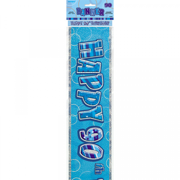 Glitz Birthday Blue Foil Banner 90th