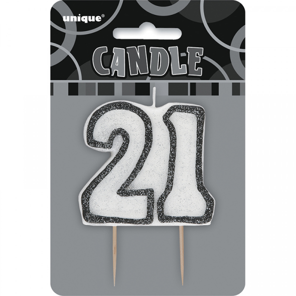 Glitz Birthday Black Numeral Candle 21st