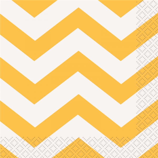 Chevron Beverage Napkins Yellow 16PK