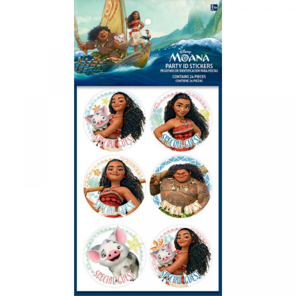 Moana Party ID Stickers 24PK