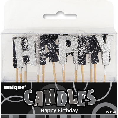 Glitz Birthday Glitter Candle Black 13PK