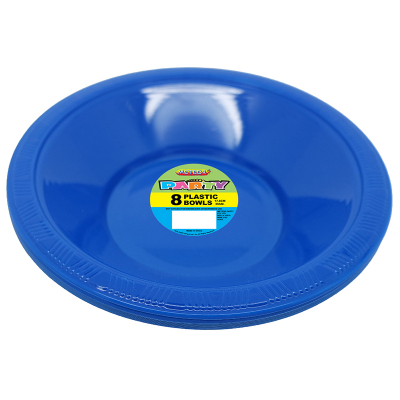 Plastic Bowls 18cm Royal Blue 8PK