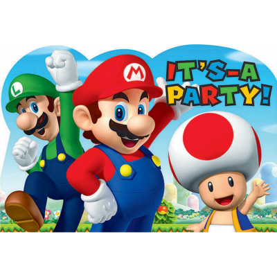 Super Mario Brothers Postcard Invitations 8PK