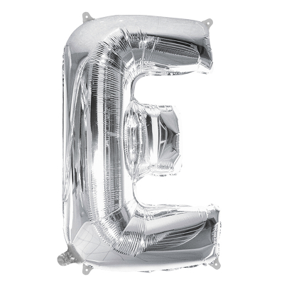 86cm 34 Inch Gaint Alphabet Letter Foil Balloon Silver E Inflated with Helium