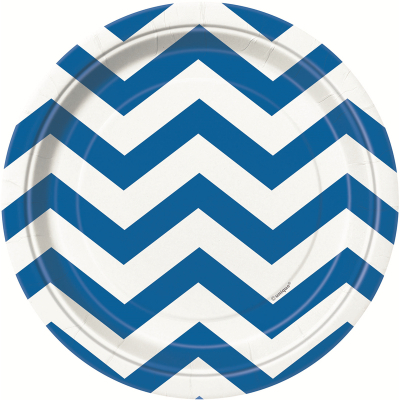 Chevron 17cm Plates Royal Blue 8PK