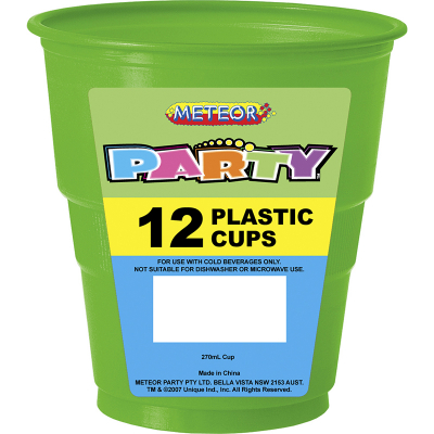 Plastic Cups 270ml Lime Green 12PK