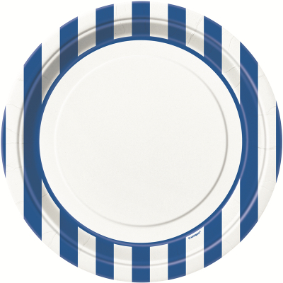 Stripes Royal Blue 23cm Plate 8PK