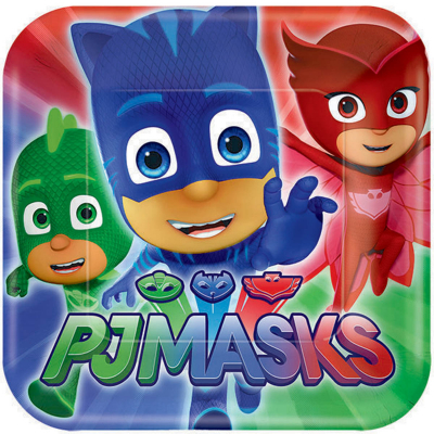 PJ Masks 17cm Square Plates 8PK