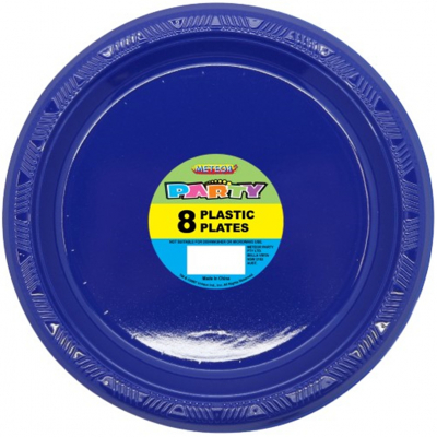 Plastic Around Plates 23cm Navy Blue 8PK