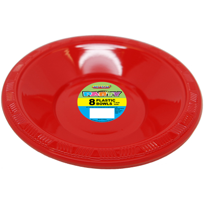 Plastic Bowls 18cm Red 8PK