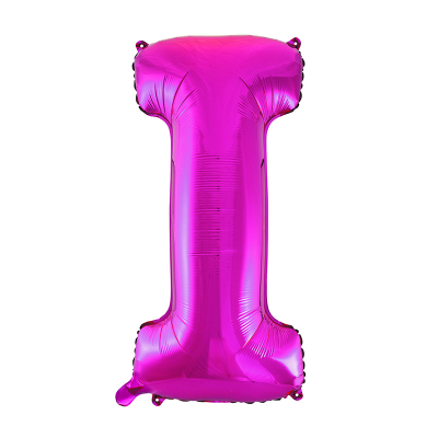 86cm 34 Inch Gaint Alphabet Letter Foil Balloon Dark Pink I Inflated with Helium