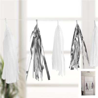 Metallic Silver Paper Garland 3M