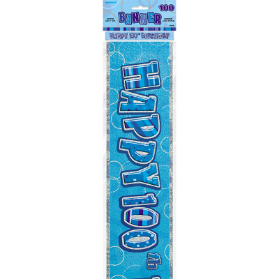 Glitz Birthday Blue Foil Banner 100th