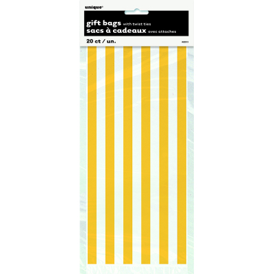 Stripes Yellow Cello Bags 20PK