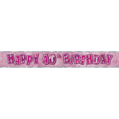 Glitz Birthday Pink Foil Banner 40th