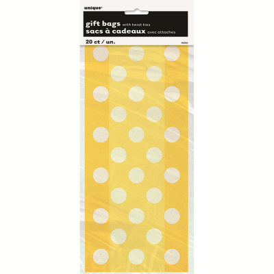 Polka Dots Cello Bags Sunflower Yellow 20PK