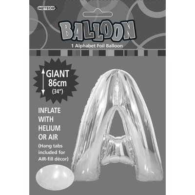 86cm 34 Inch Gaint Alphabet Foil Balloon Silver A