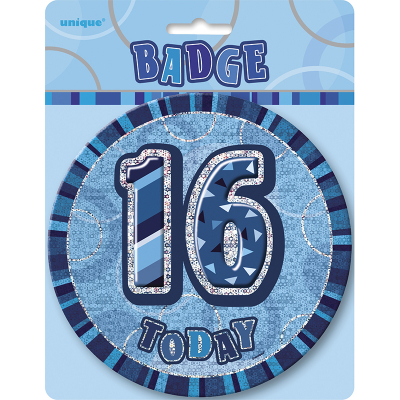Glitz Birthday Blue Badge 16th