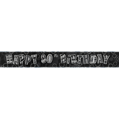 Glitz Birthday Black Foil Banner 80th