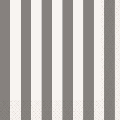 Stripes Silver Beverage Napkins 16PK