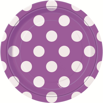 Polka Dots 17cm Plates Pretty Purple 8PK